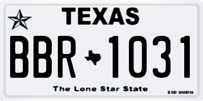 TX license plate BBR1031