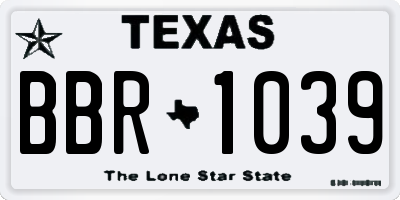 TX license plate BBR1039