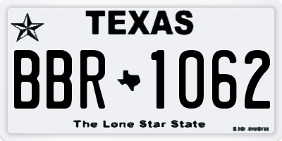 TX license plate BBR1062