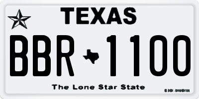 TX license plate BBR1100
