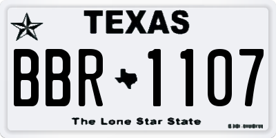 TX license plate BBR1107