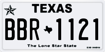 TX license plate BBR1121