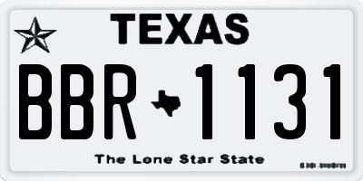 TX license plate BBR1131
