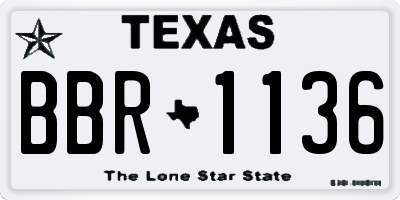 TX license plate BBR1136