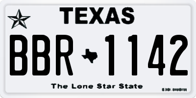 TX license plate BBR1142