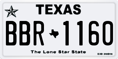 TX license plate BBR1160