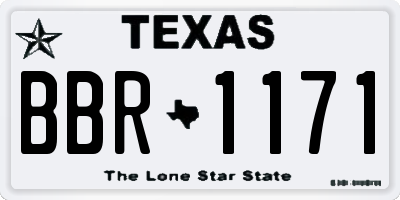 TX license plate BBR1171