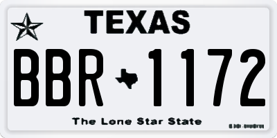 TX license plate BBR1172