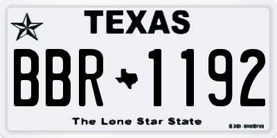 TX license plate BBR1192