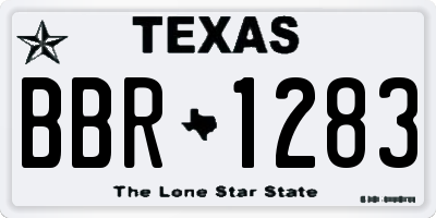 TX license plate BBR1283