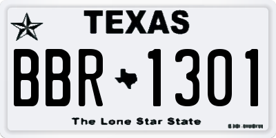 TX license plate BBR1301
