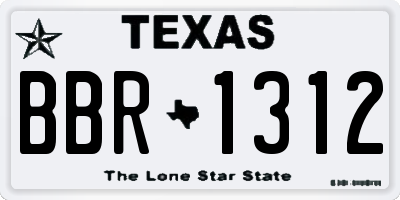 TX license plate BBR1312