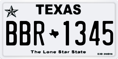 TX license plate BBR1345