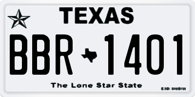 TX license plate BBR1401