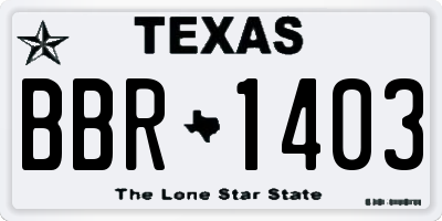 TX license plate BBR1403