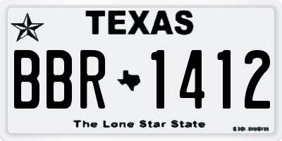 TX license plate BBR1412