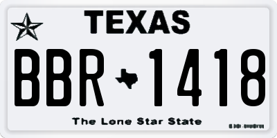 TX license plate BBR1418