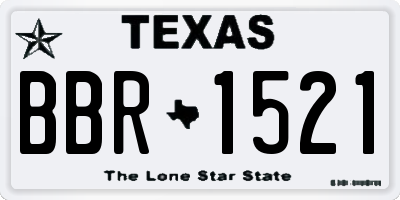 TX license plate BBR1521