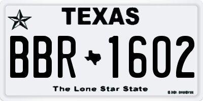 TX license plate BBR1602