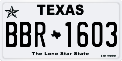 TX license plate BBR1603