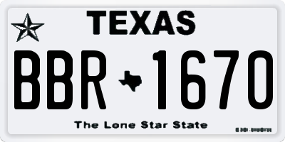 TX license plate BBR1670