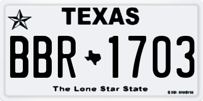 TX license plate BBR1703