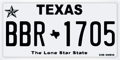 TX license plate BBR1705