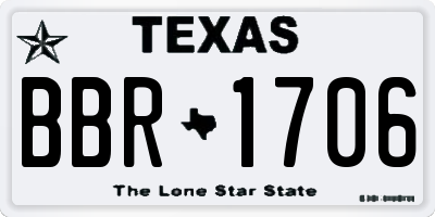 TX license plate BBR1706