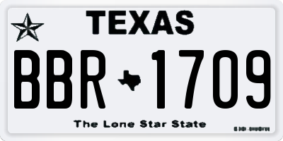 TX license plate BBR1709