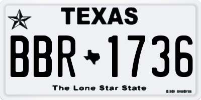 TX license plate BBR1736