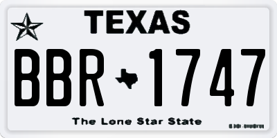 TX license plate BBR1747