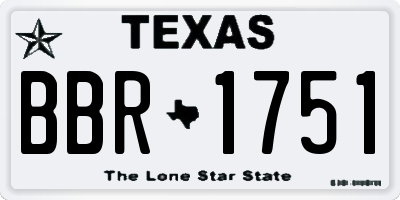 TX license plate BBR1751