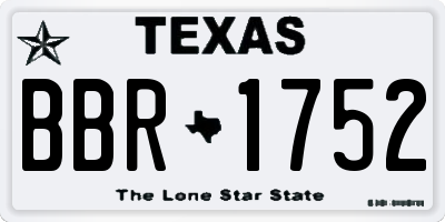 TX license plate BBR1752