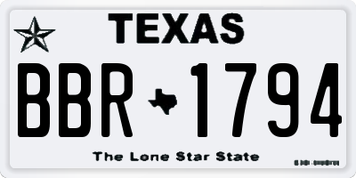 TX license plate BBR1794