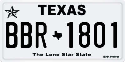TX license plate BBR1801