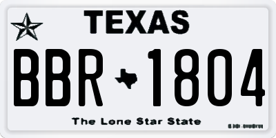 TX license plate BBR1804