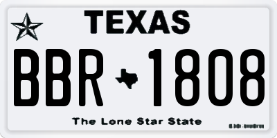 TX license plate BBR1808