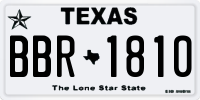 TX license plate BBR1810