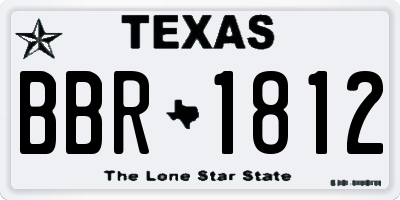 TX license plate BBR1812