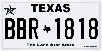 TX license plate BBR1818