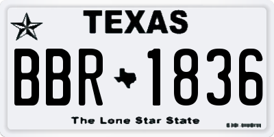 TX license plate BBR1836