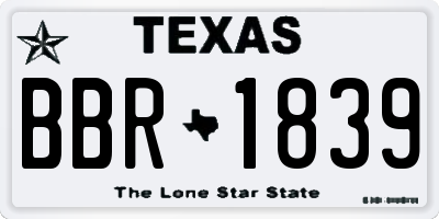 TX license plate BBR1839