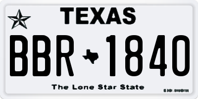 TX license plate BBR1840