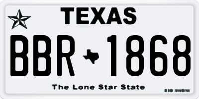 TX license plate BBR1868
