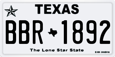TX license plate BBR1892