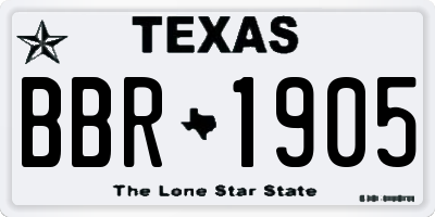 TX license plate BBR1905