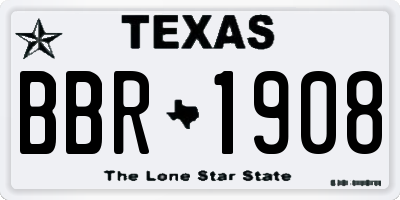 TX license plate BBR1908