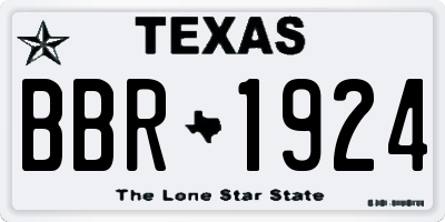 TX license plate BBR1924