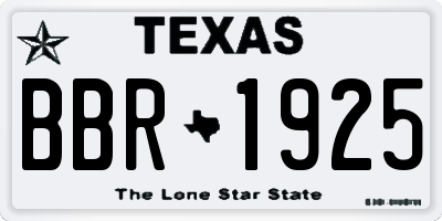 TX license plate BBR1925
