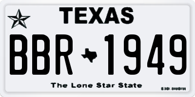 TX license plate BBR1949